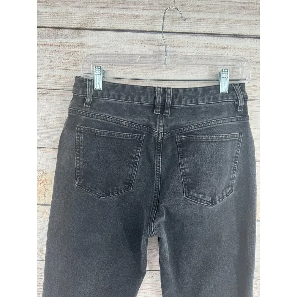 We the Free People Button Fly Straight Leg Raw Hem Jeans Womens‎ 29 Black